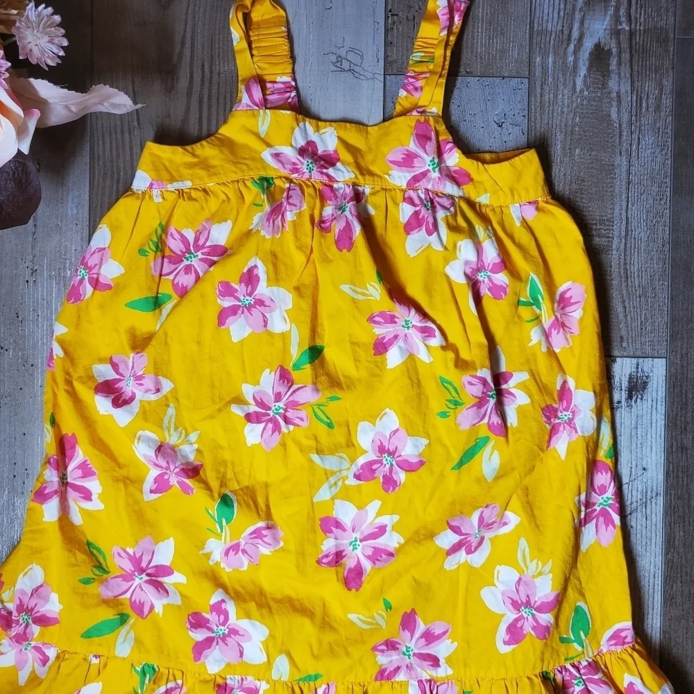 Old Navy Printed Sleeveless Ruffled-Hem Girls Dress Size Large 10/12 Yellow